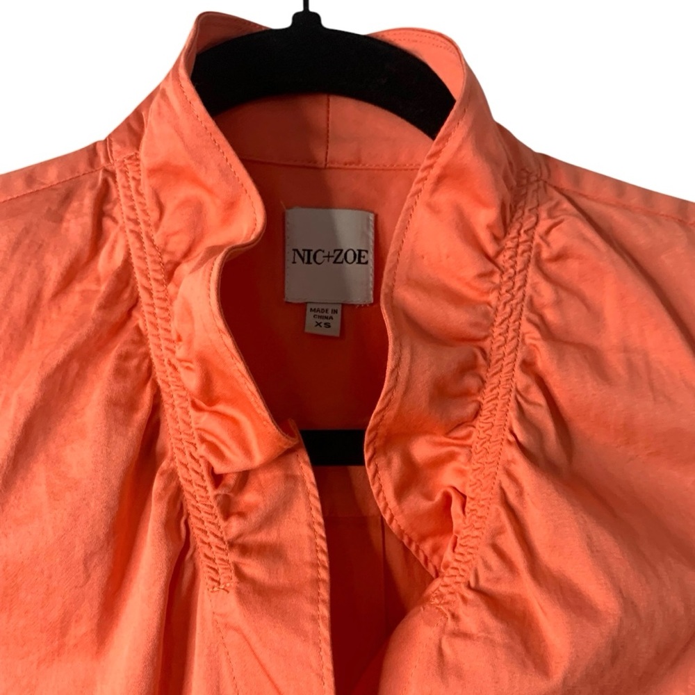 Nic + Zoe Coral Orange Sleeveless Ruffle High Neck Casual Comfortable Dress - Picture 3 of 6